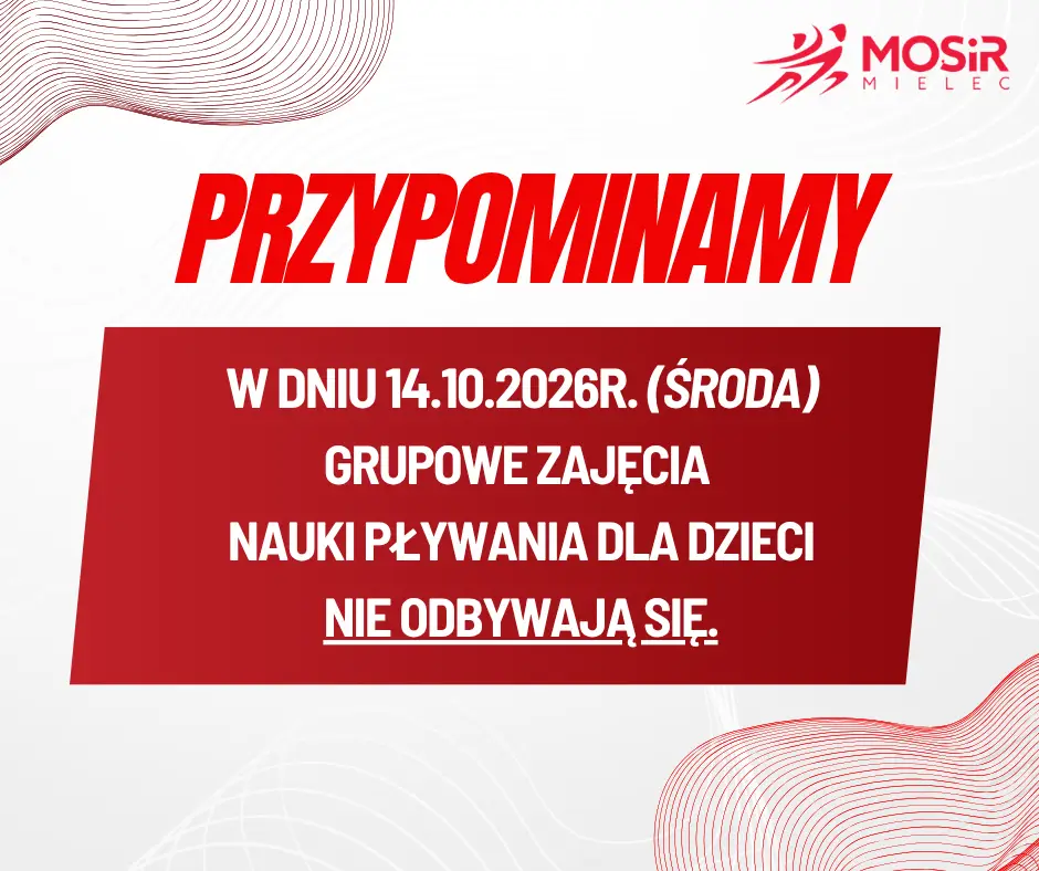 Informacja o zajęciach nauki pływania