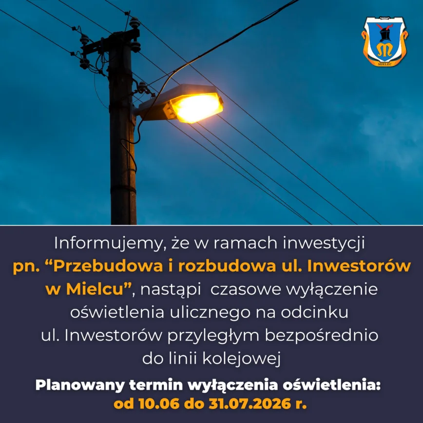 Czasowe wyłączenie oświetlenia na ul. Inwestorów