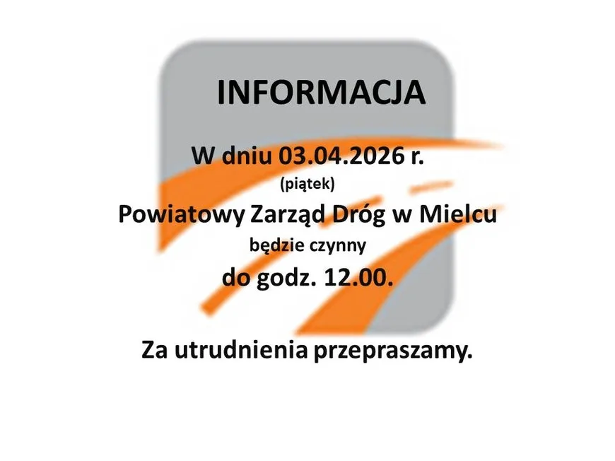 Informacja o godzinach pracy Powiatowego Zarządu Dróg w Mielcu