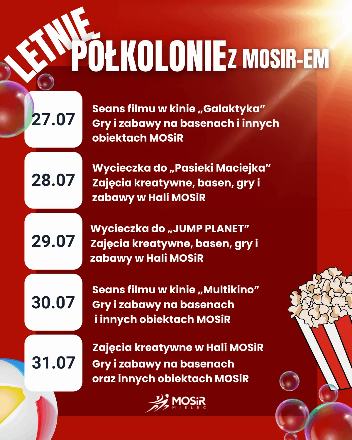 Program V turnusu letnich półkolonii z MOSiR-em