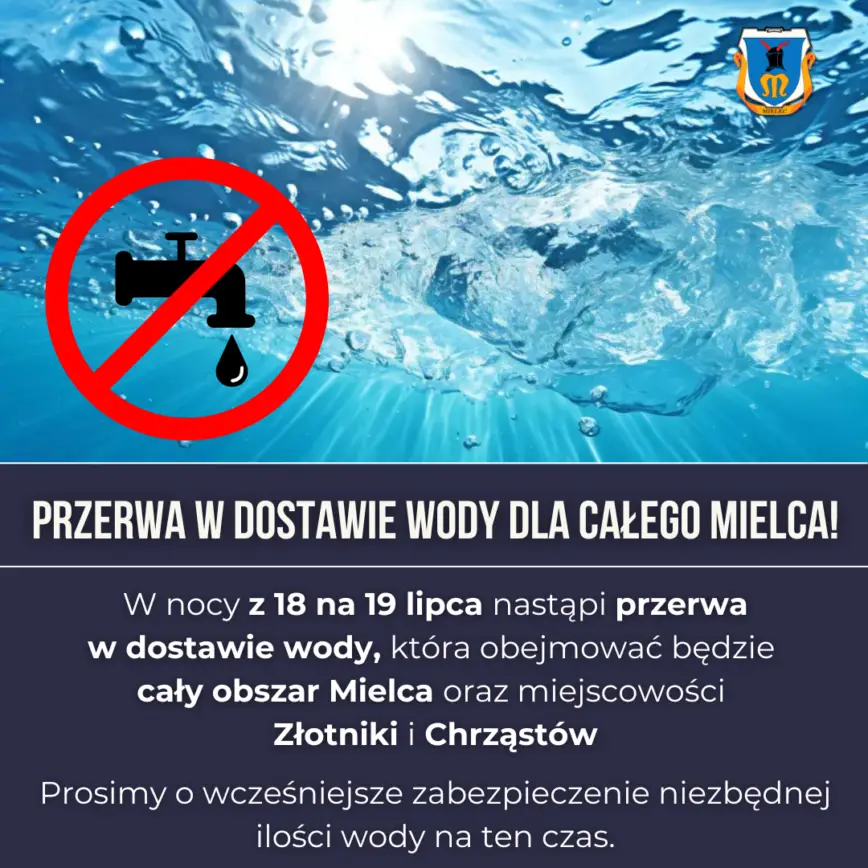 Przerwa w dostawie wody na terenie Mielca