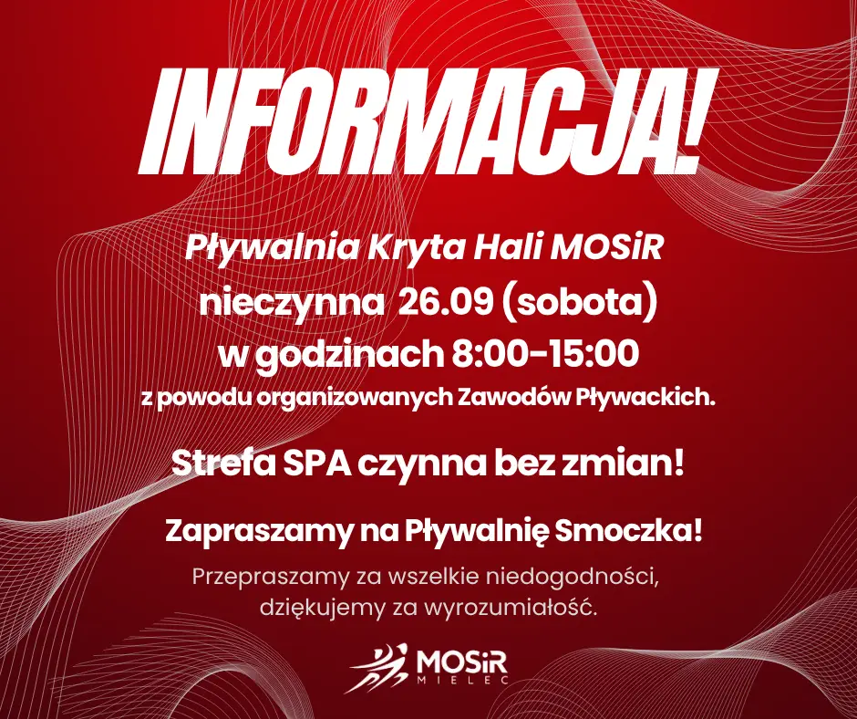 Informacja o zamknięciu pływalni w Mielcu