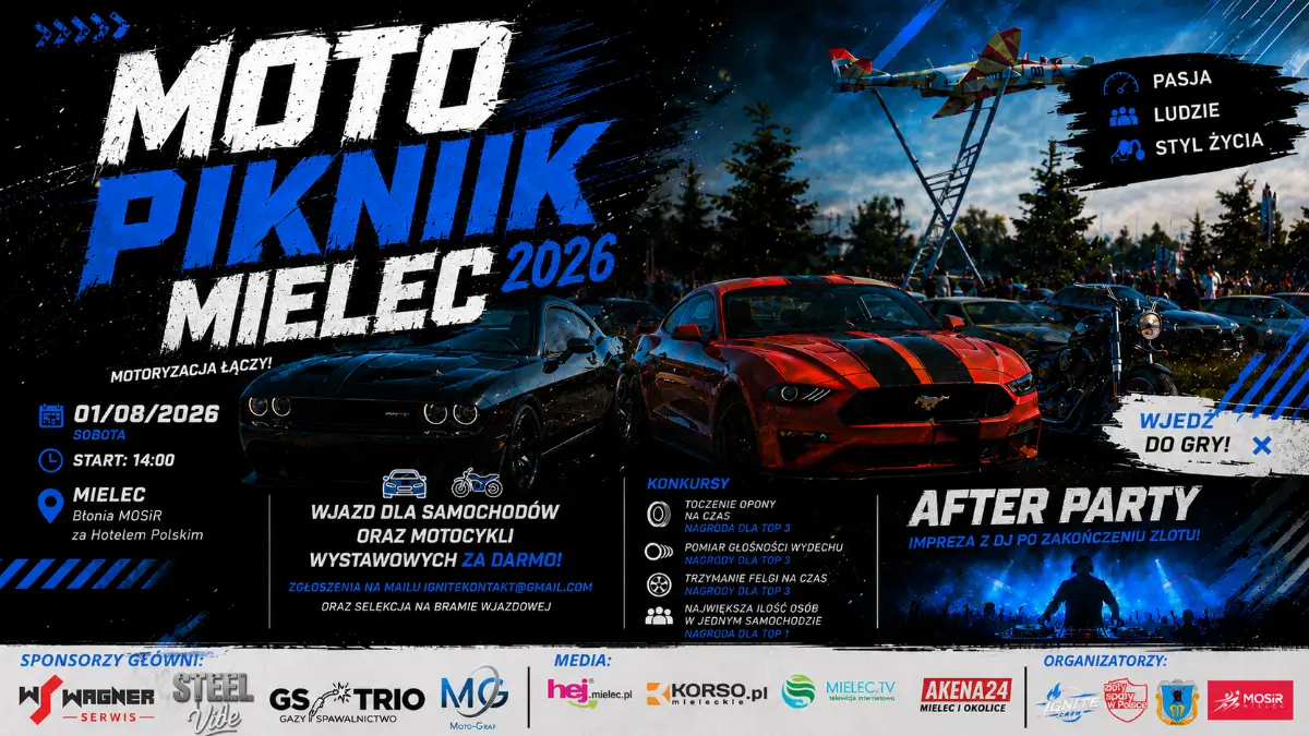 Moto Piknik Mielec 2026 na Błoniach MOSiR w dniu 1 sierpnia