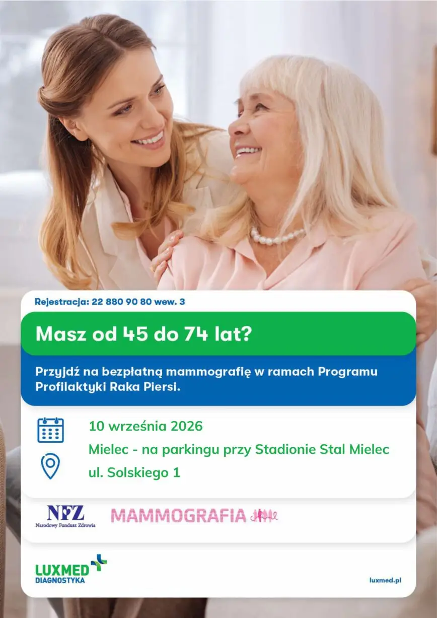 Bezpłatne badania mammograficzne w Mielcu w technologii cyfrowej organizowane przez LUX MED Diagnostyka