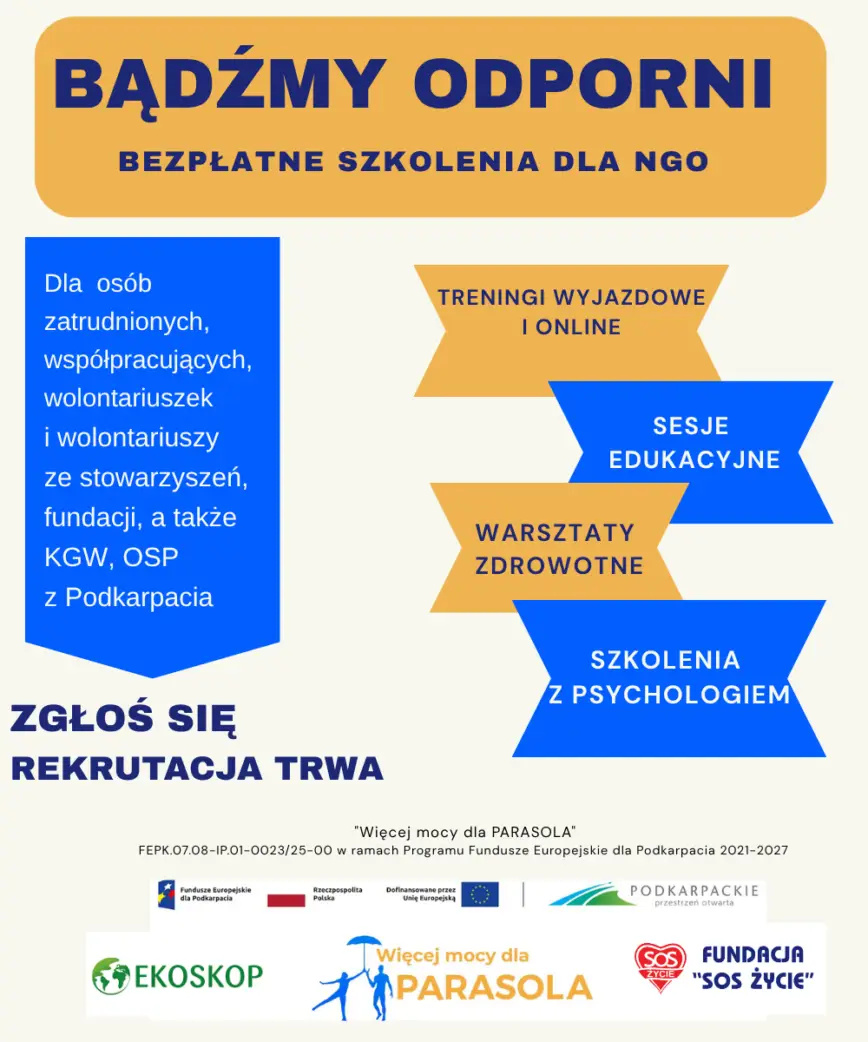 Bezpłatne Szkolenia dla Sektora Społecznego w Ramach Programu "BĄDŹMY ODPORNI"